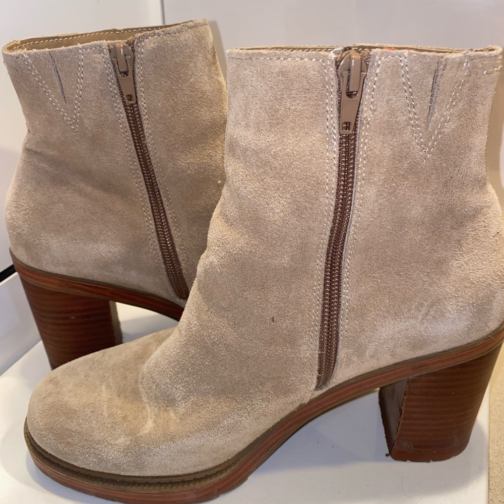Crown Vintage Beige Suede Heeled Boots